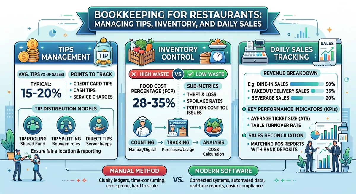 Infographic: Bookkeeping for Restaurants: Managing Tips, Inventory, and Daily Sales