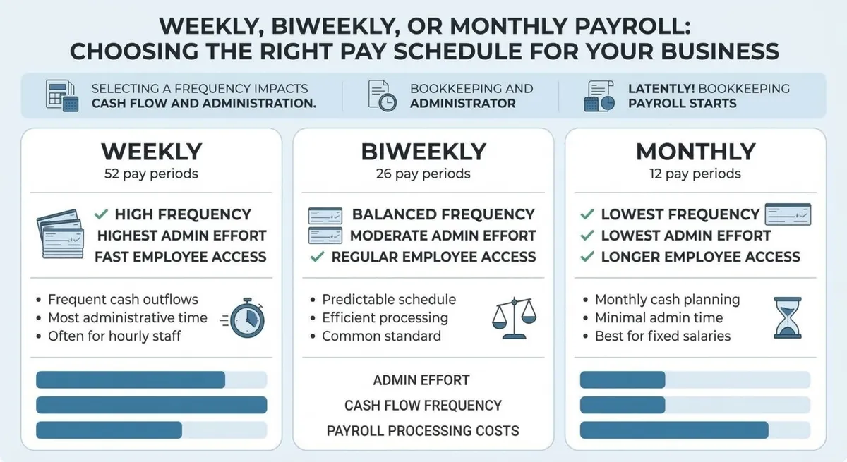 Infographic: Weekly, Biweekly, or Monthly Payroll: Choosing the Right Pay Schedule for Your Business